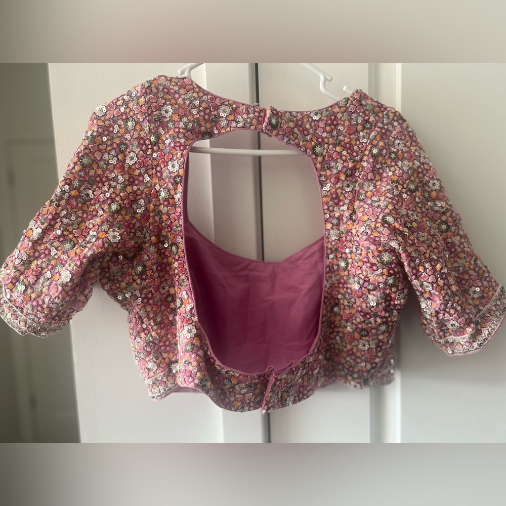 Pink Lehenga Set With Detailed Embroidery - Picture 6 of 6